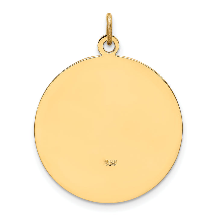 14k Solid Polished/Satin Medium Round St. Christopher Medal