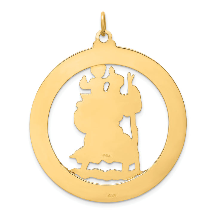 14k Solid Polished/Satin Extra Large Cut-out St. Christopher Medal