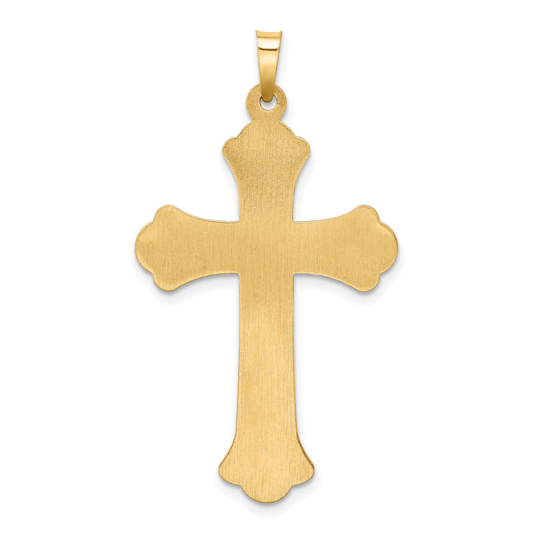 14k Two-tone Hollow Polished Woven Fleur de Lis Crucifix
