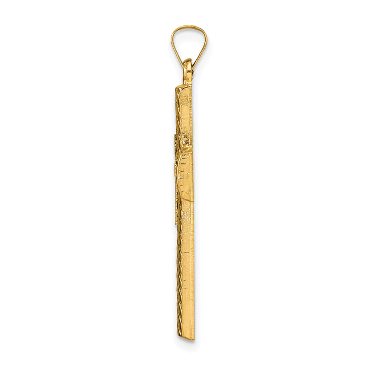14k Two-tone Polished Hollow Woven Double Cross Pendant