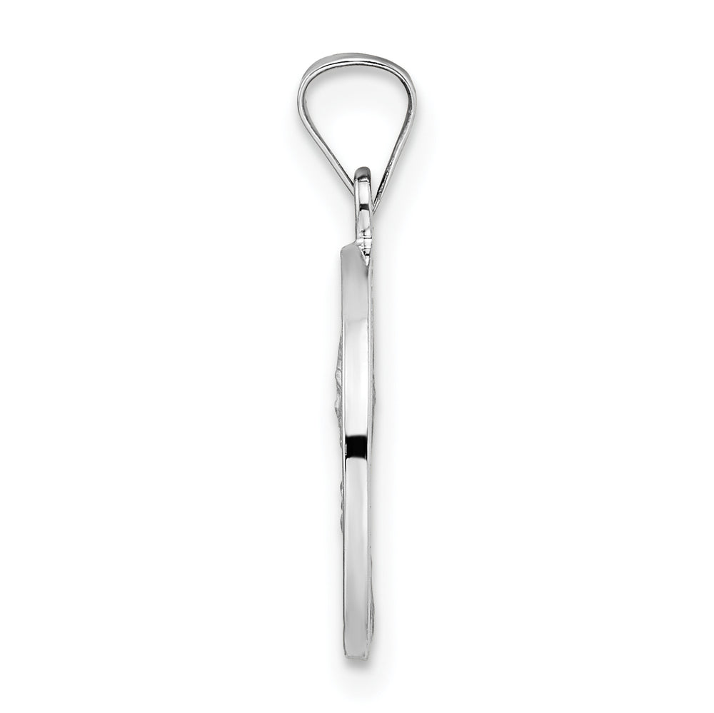 14k White Gold Polished and Satin Hollow Matka Boska Medal Pendant
