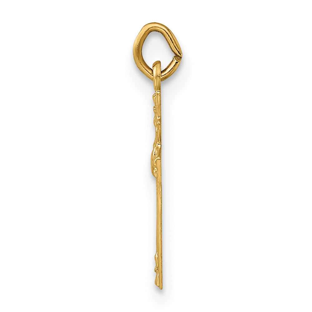 14k Polished Solid Heart Cross Pendant