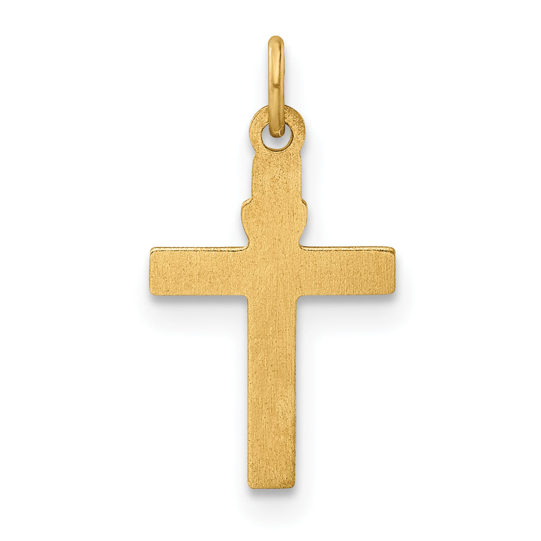 14k Polished Solid Heart Cross Pendant