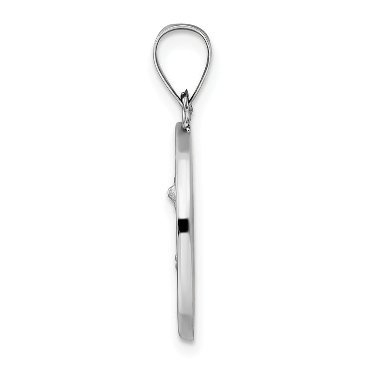 14k White Gold Polished and Satin Hollow St Michael Medal Pendant