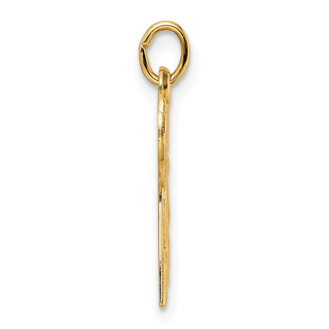 14k Polished and Textured Solid Chai Symbol Pendant