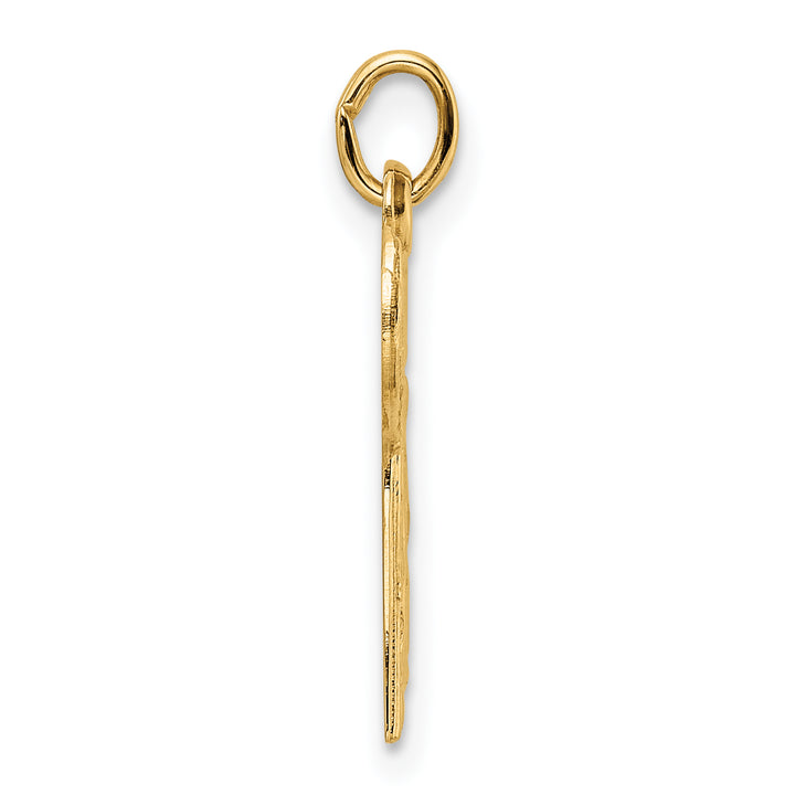 14k Polished and Textured Solid Chai Symbol Pendant