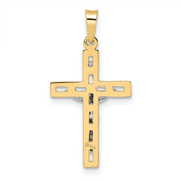 14k Two-tone Polished Solid INRI Crucifix Pendant