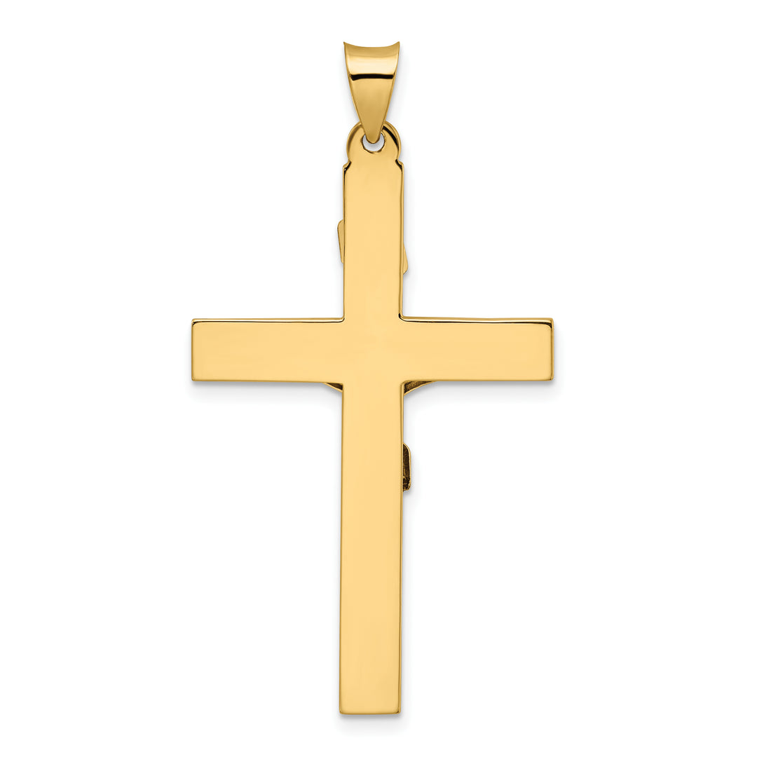 14k Two-tone Polished Solid INRI Crucifix Cross Pendant