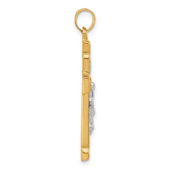 14k Two-Tone Hollow INRI Crucifix Pendent