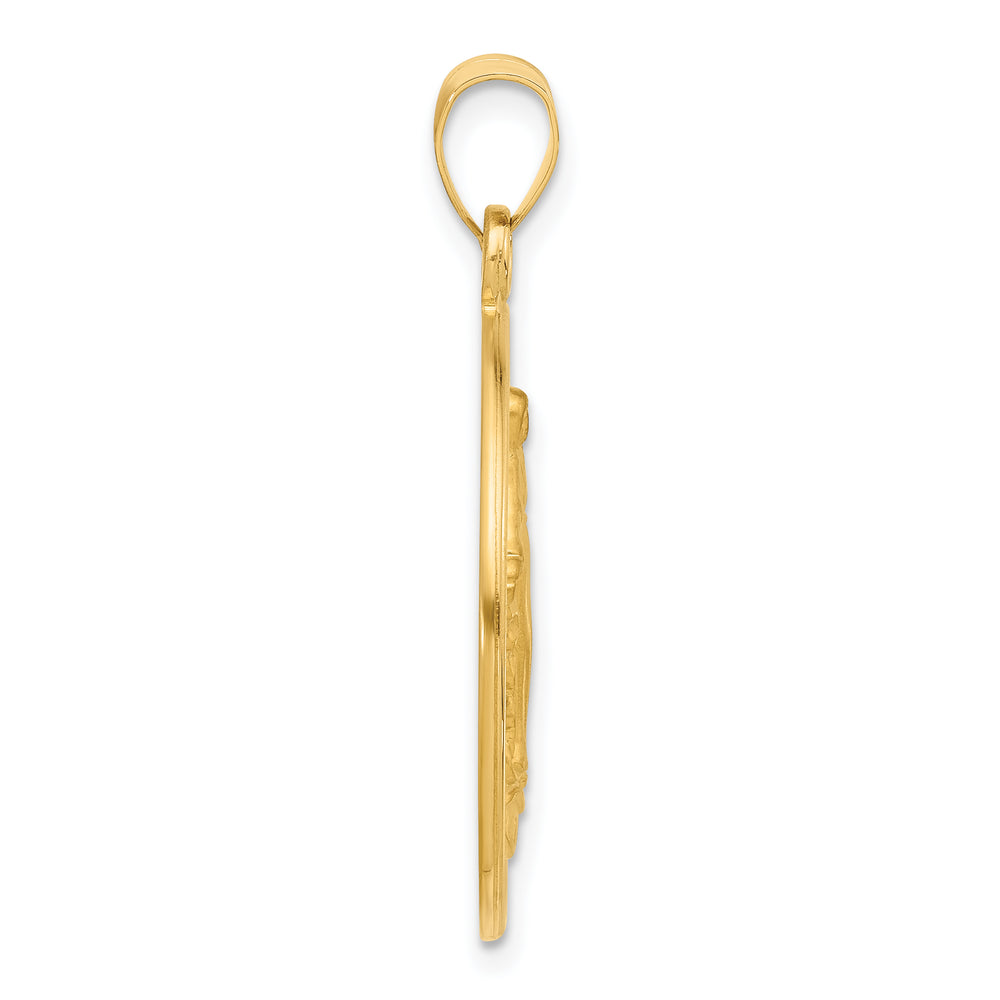14k Polished and Satin Solid Miraculous Mary Plain Back Medal