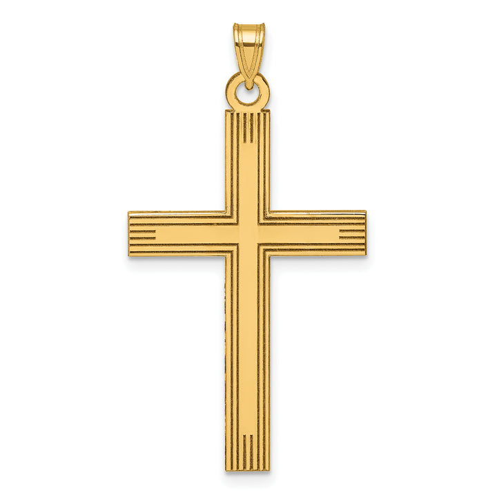 14k Laser Etched Cross Charm