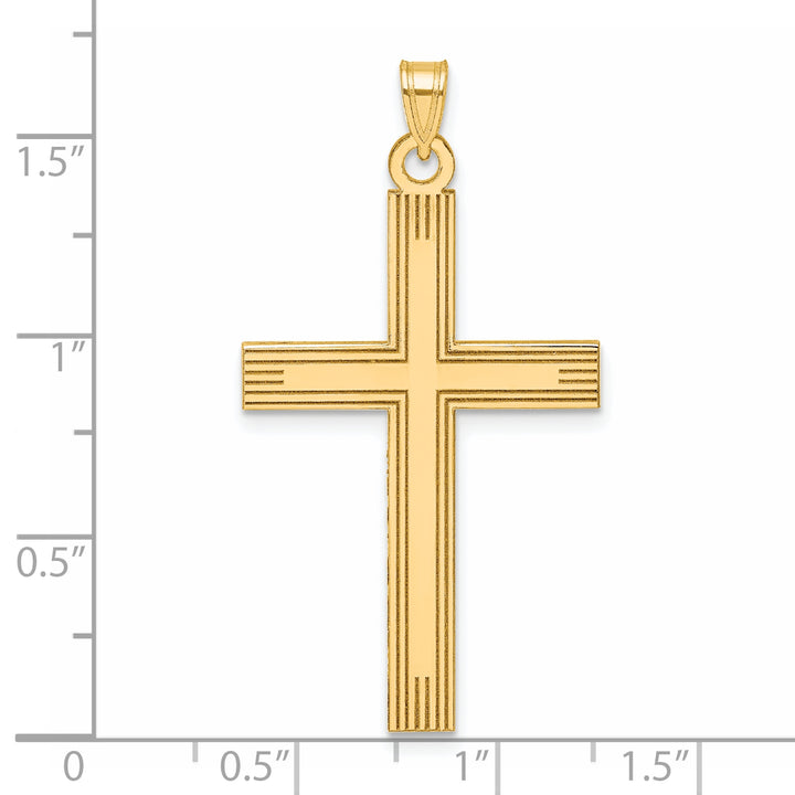 14k Laser Etched Cross Charm