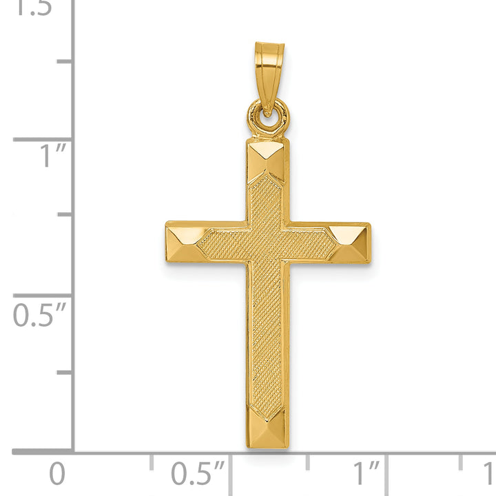 14k Polished And Textured Cross Pendant