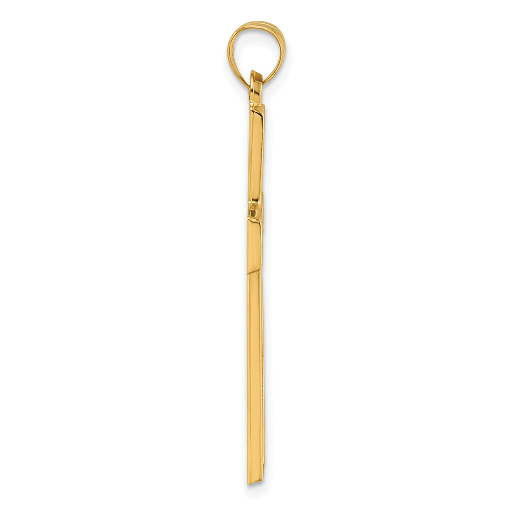 14k with White Rhodium Polished Religious Cross Pendant