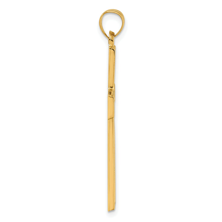 14k with White Rhodium Polished Religious Cross Pendant