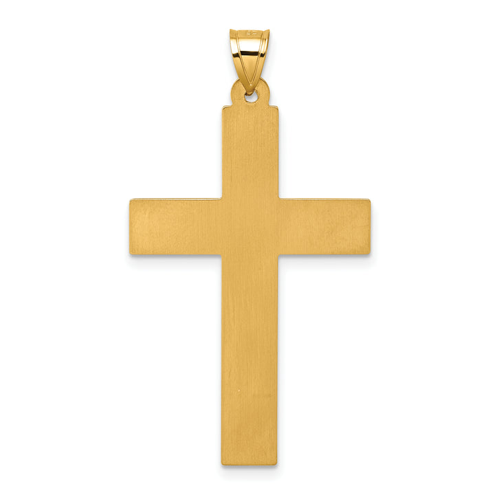 14k with White Rhodium Polished Religious Cross Pendant