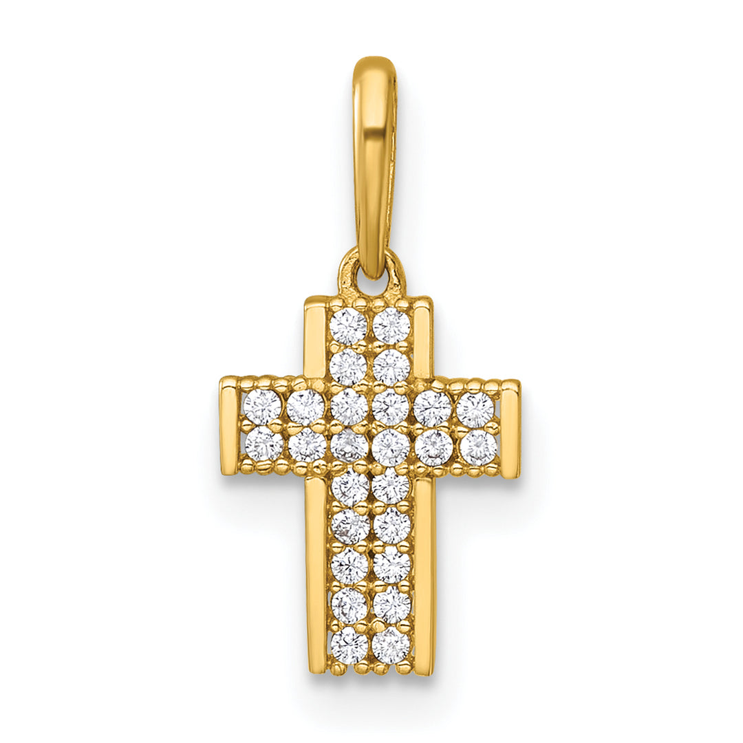 14k Polished CZ Latin Cross Pendant