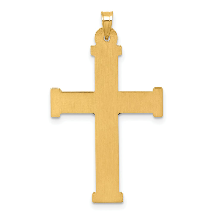 14k with White Rhodium Polished INRI Crucifix Cross Pendant