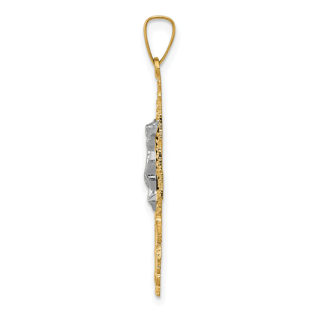 14k Two-tone Cara Vaca Crucifix Pendant
