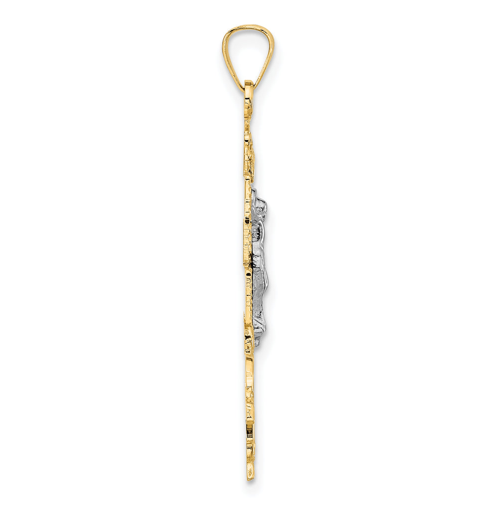 14k Two-tone Cara Vaca Crucifix Pendant
