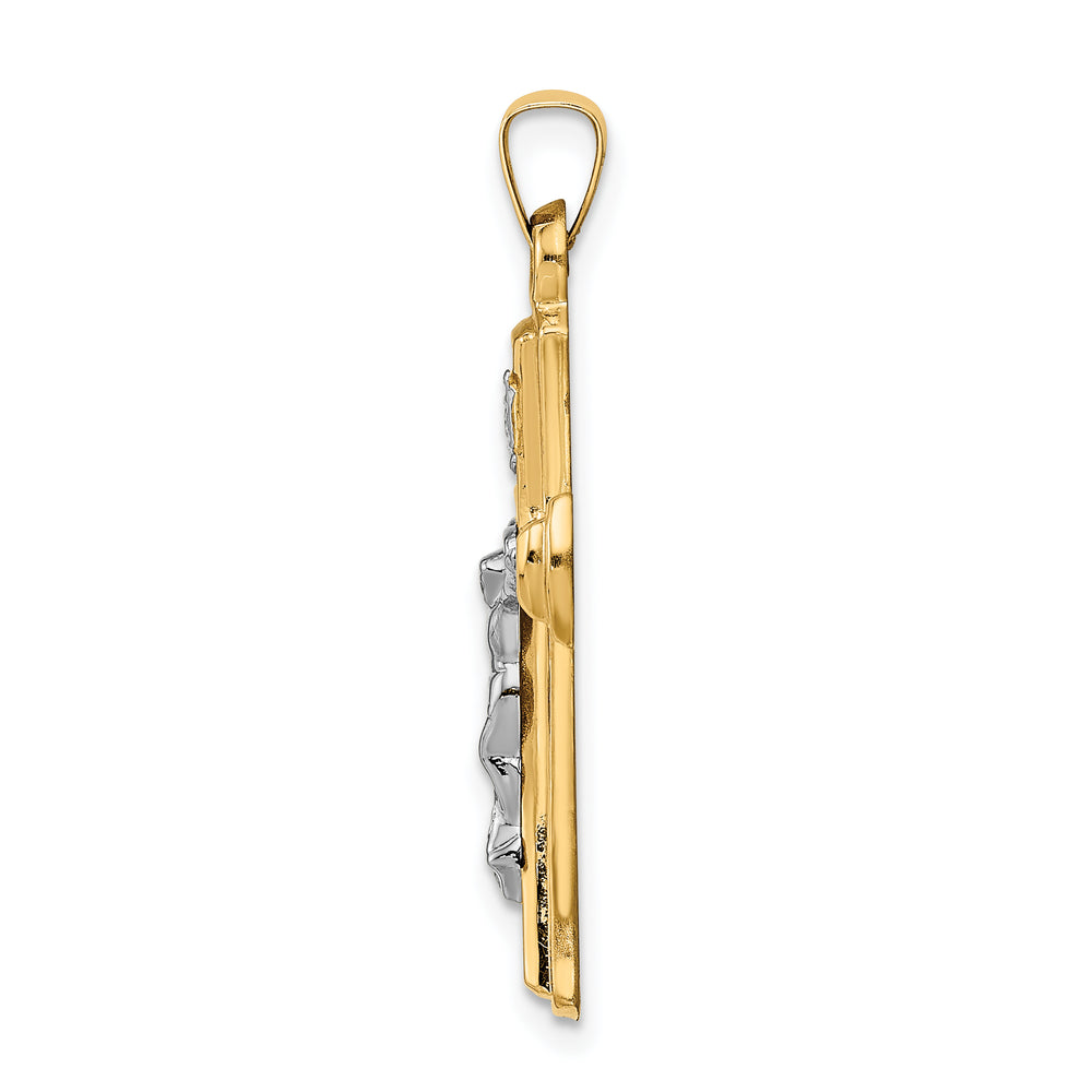 14k Two-tone INRI Hollow Crucifix Pendant