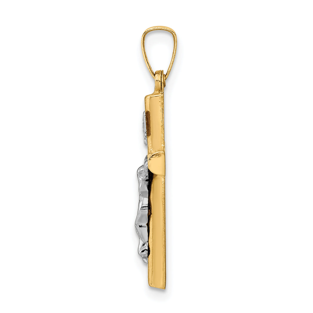 14k Two-tone INRI Crucifix Pendant