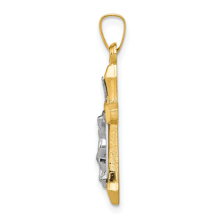 14k Two-tone INRI Hollow Crucifix Pendant