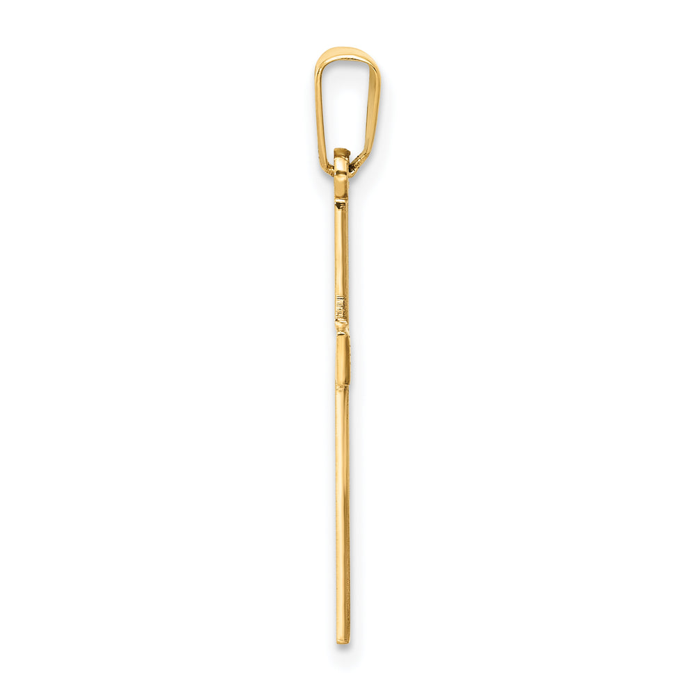 14k Polished Laser Etched Cross Charm