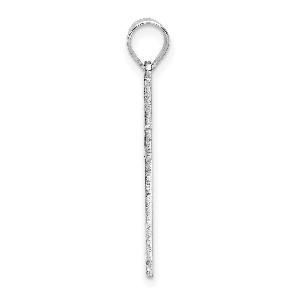 14k White Gold Solid Laser Etched Cross Pendant
