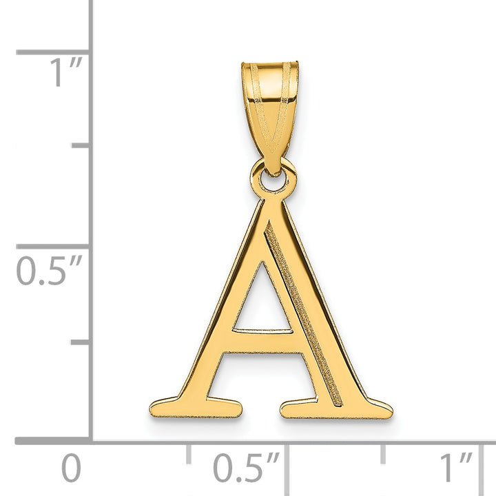 14k Polished Etched Letter A Initial Pendant