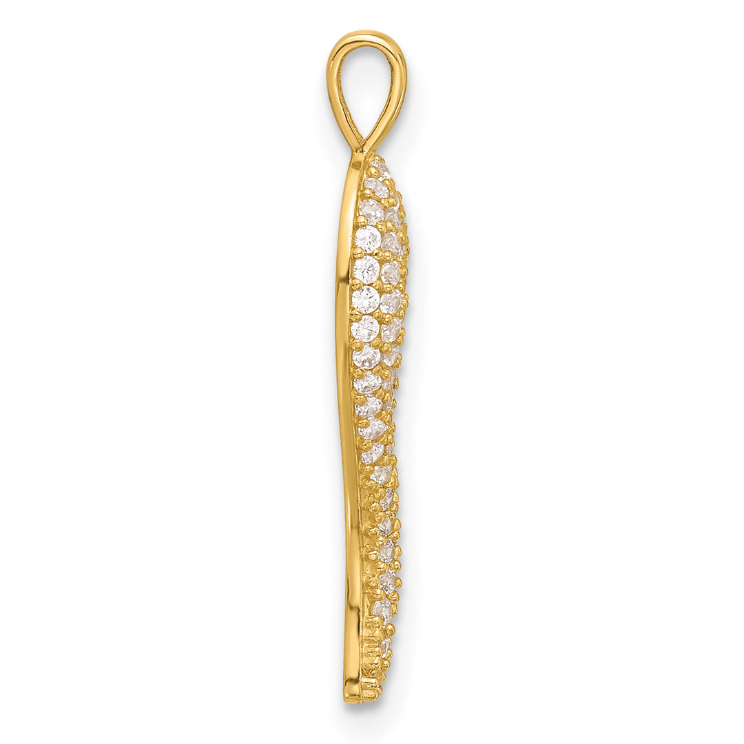 14k Polished CZ Large Italian Horn Pendant